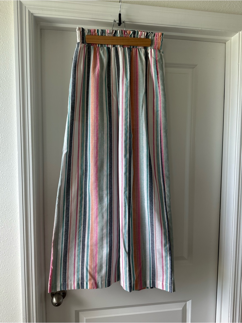 Cupshe Multicolor Striped wide leg pants  in Pink, Green & Blue